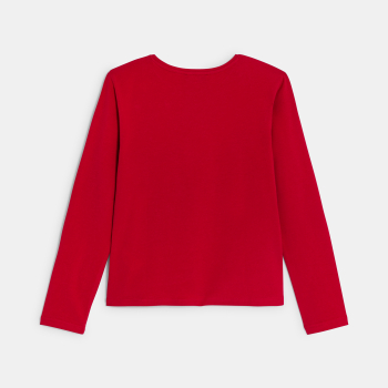 تيشيرت بنمط عيد الميلاد باللون الأحمر للفتيات